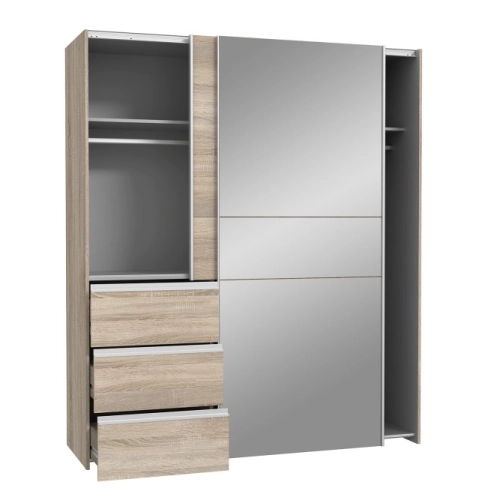 Szafa przesuwna z lustrem i szufladami 170 cm Dąb Sonoma